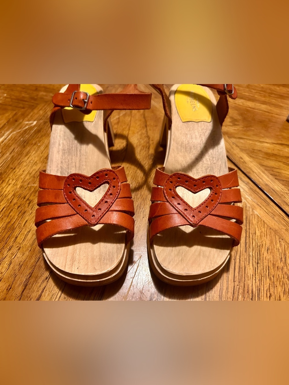 Swedish Hasbeens Women’s Heart Medallion Sandals in Red